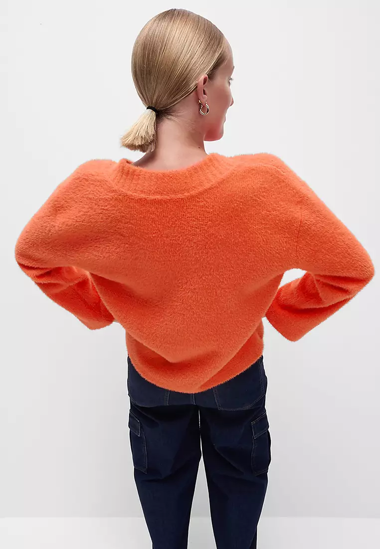 Textured V-Neck Sweatshirt