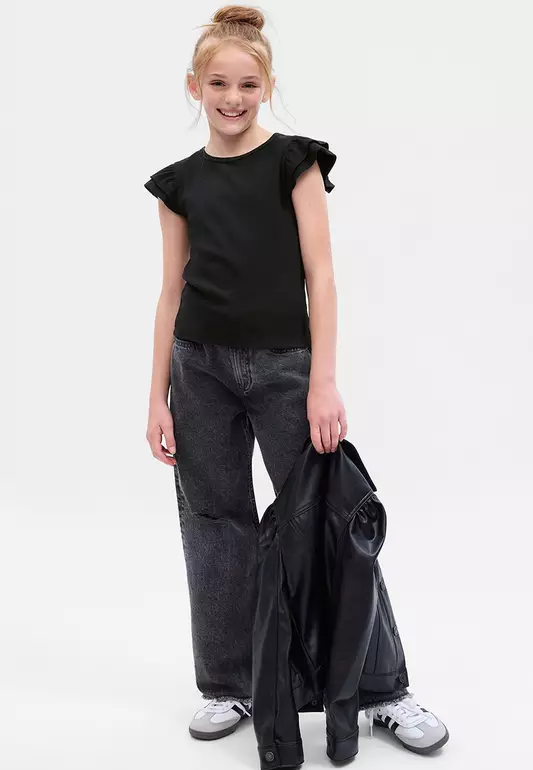 Kids Flutter Sleeve Rib T-Shirt