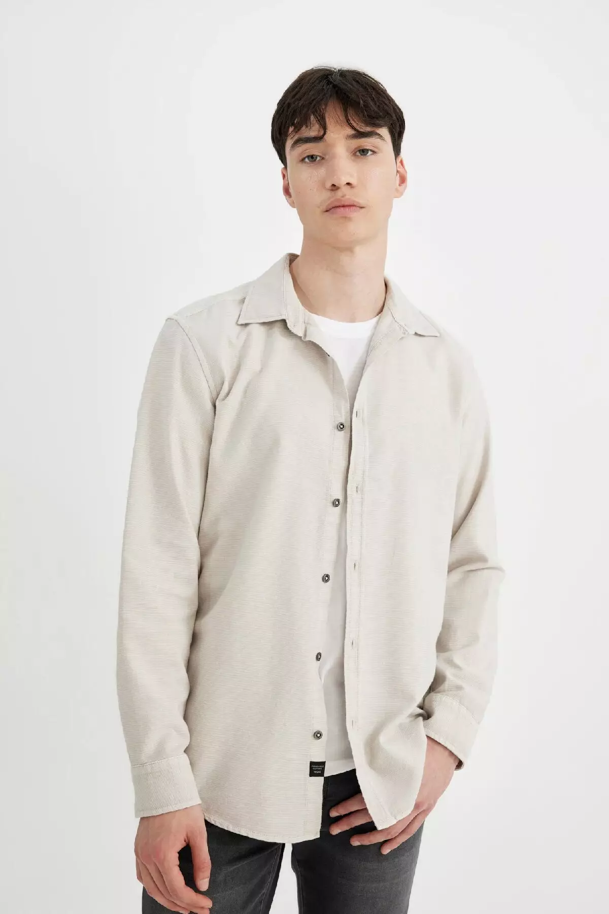 Slim Fit Slim Fit Cotton Basic Plain Long Sleeve Shirt A4644Ax24Au