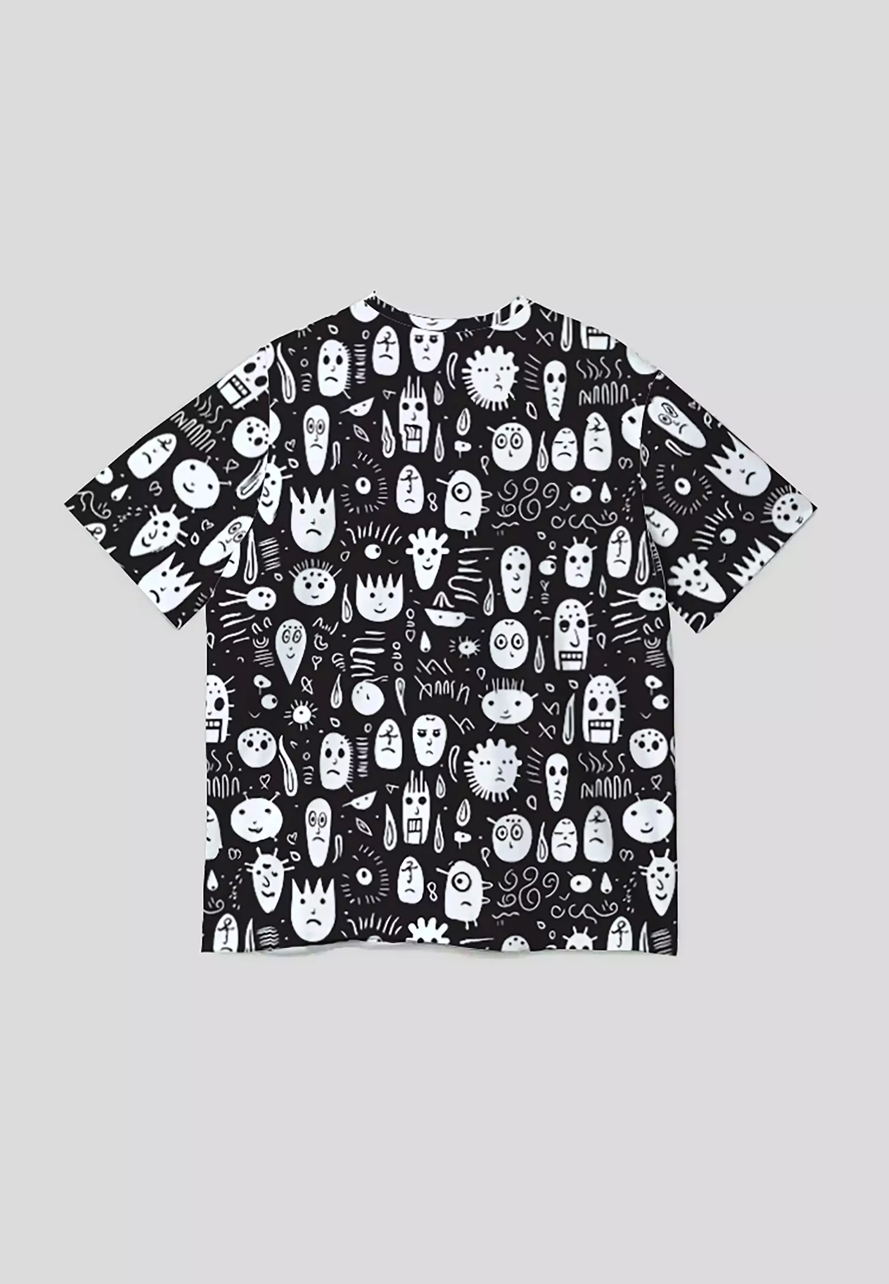 NX021 kaos oversize full motif abstrak aesthetic doodle face bahan tebal light scuba Nade