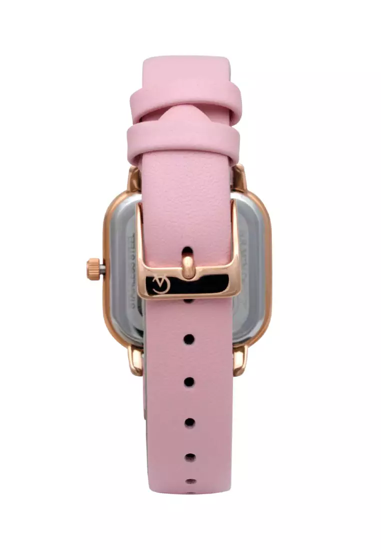 Alexandre Christie Jam Tangan Wanita - Pink Rosegold - Leather Strap - 2A13 LDLRGPN