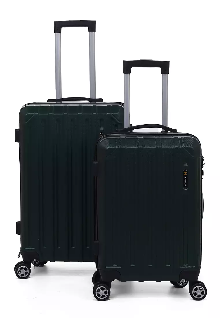 Isvara Tas Koper Hardcase Unisex One Set Suitcase Number Code Combination Lock Large Compartment Material ABS+PVC Coated ORIGINAL - Green