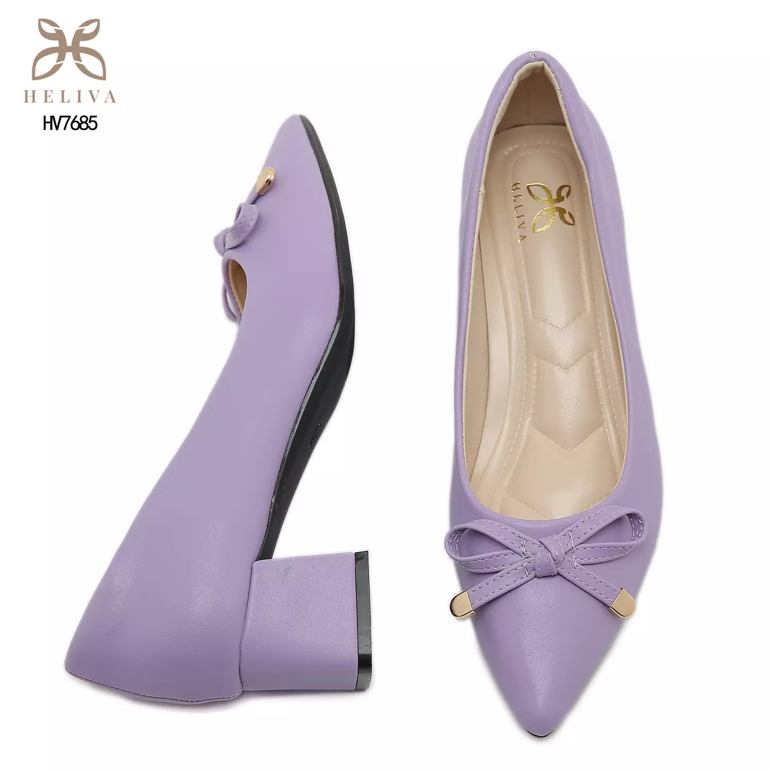 Heliva Janice Women Shoes Chunky Heels Bow Accesories 4cm HV7685