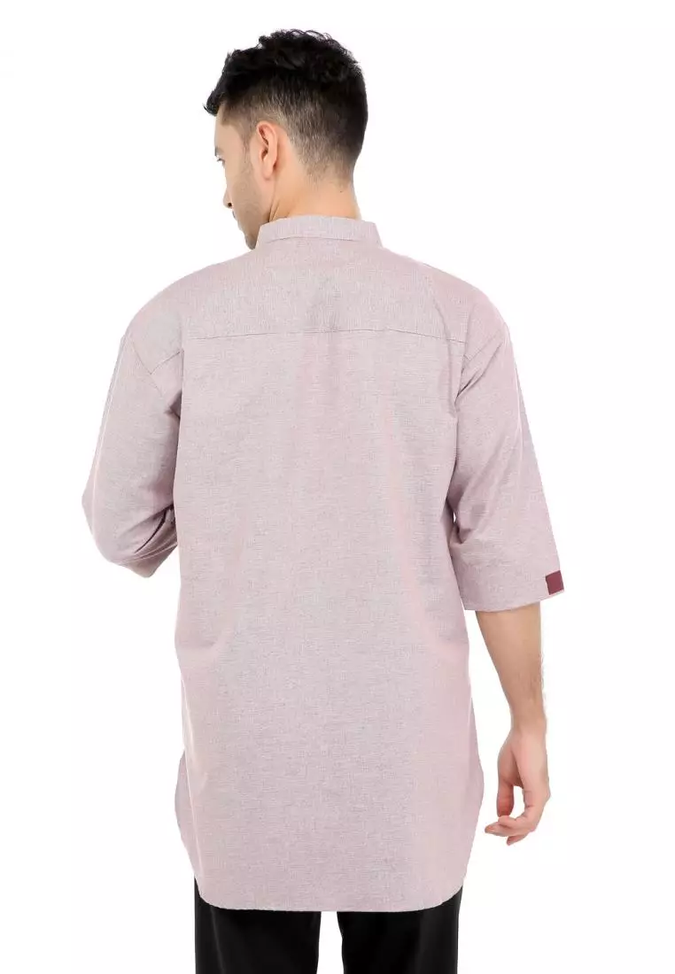 Baju Koko Gamis Muslim Pria Abyan - Pink