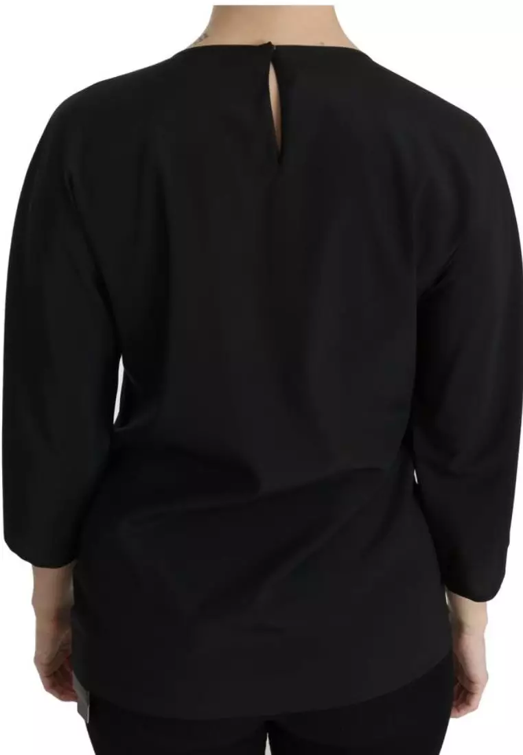 Dolce & Gabbana Black #dgfamily Top T-shirt Silk Blouse