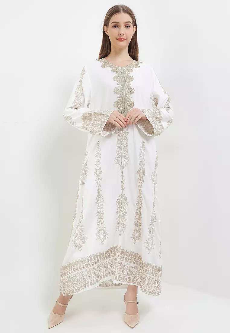 L/S Gold Lace Emb Dress