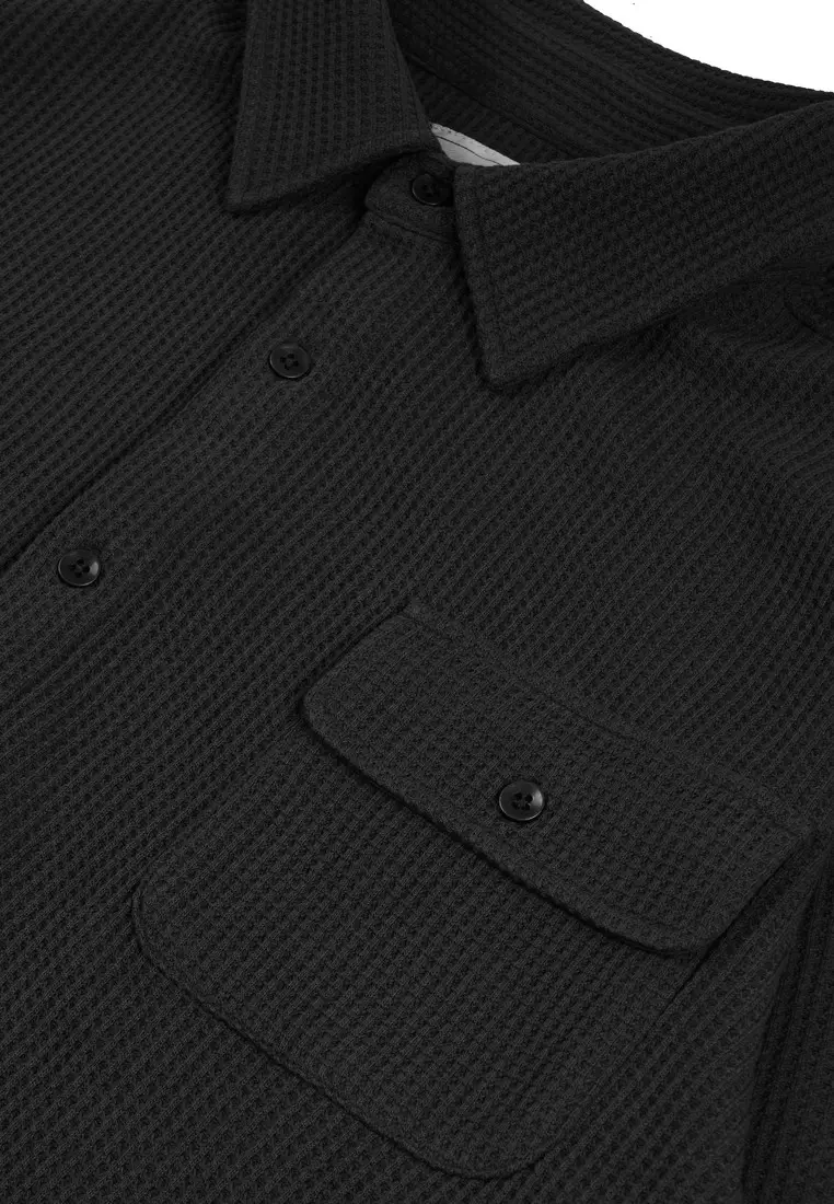 Greenlight Men's T-Shirt Plain Long Sleeve Waffle Cotton Poly C090423