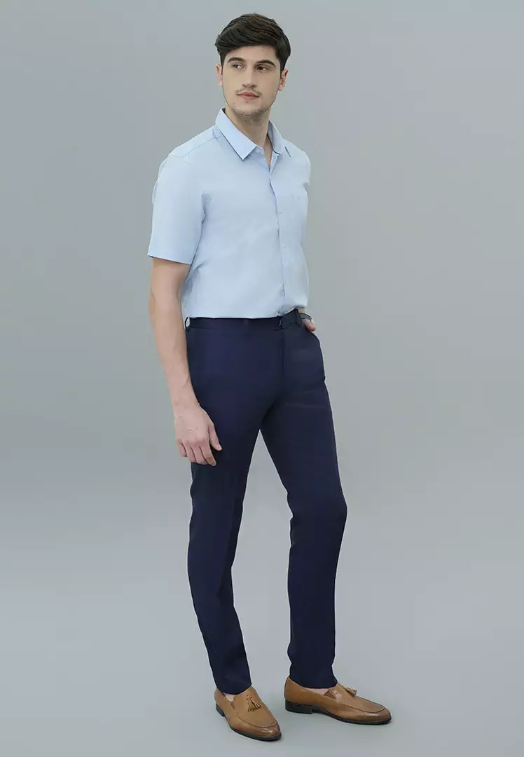 Johnwin - Celana Formal - Celana Pria - Navy - Polyester - Slim Fit - F.1023.010.127.C