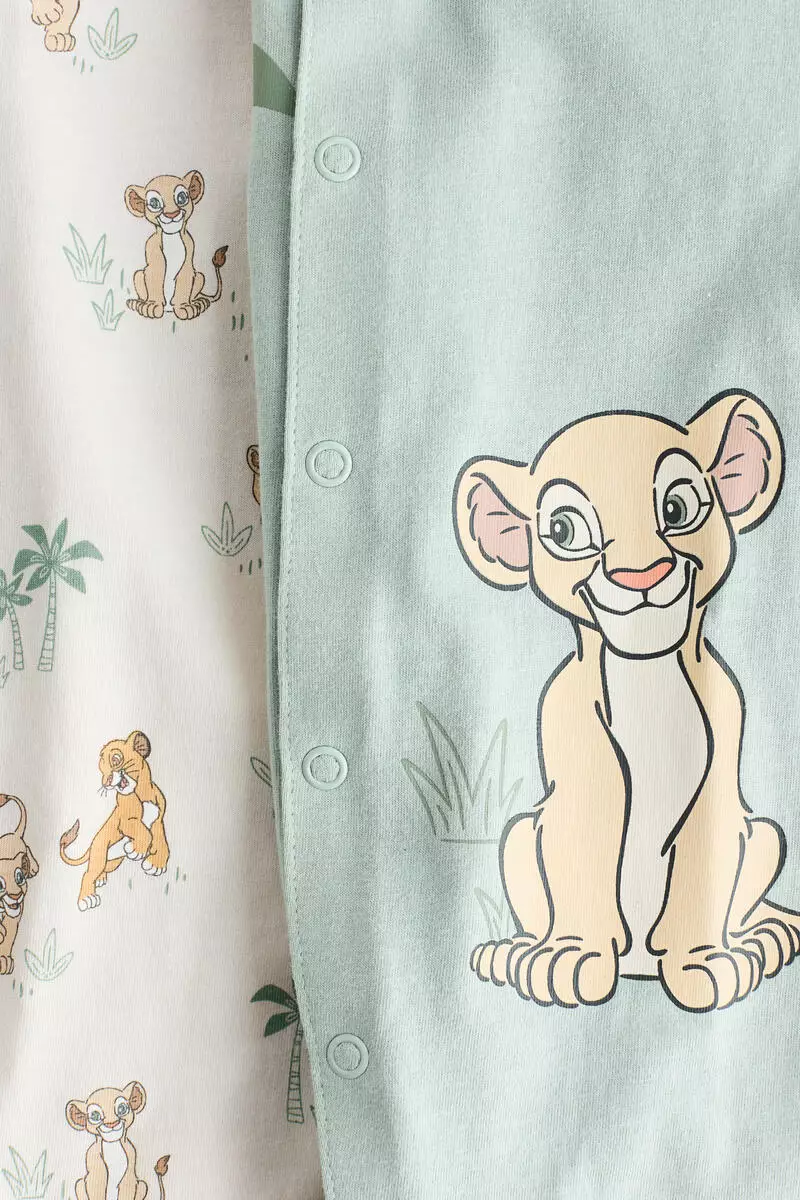 2-pack printed cotton sleepsuits