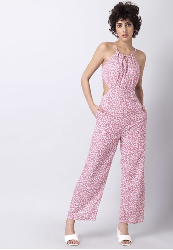 FabAlley pink Pink Floral Halter Jumpsuit CF84FAAEE5DD99GS_1