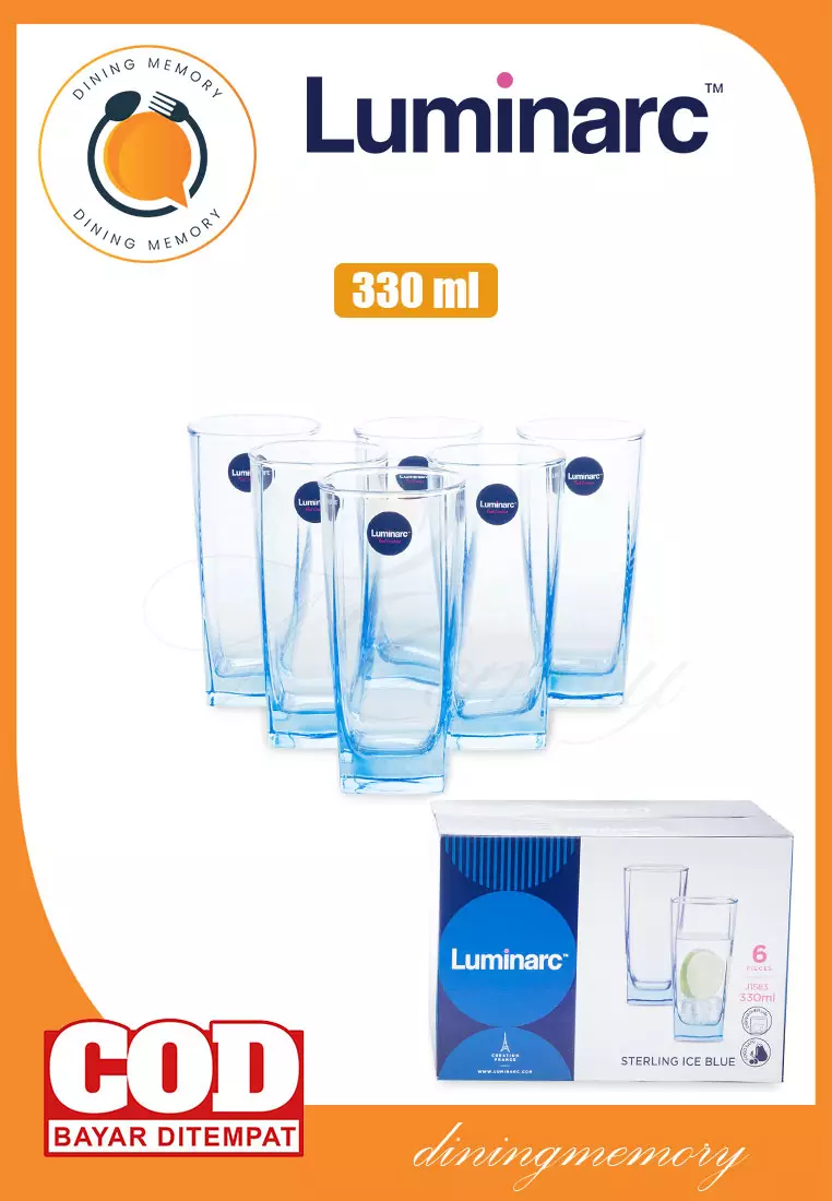 Jual Luminarc Luminarc Gelas Minum Sterling Tumbler 6 Pcsset Ice Blue 330ml Original 2023 6417