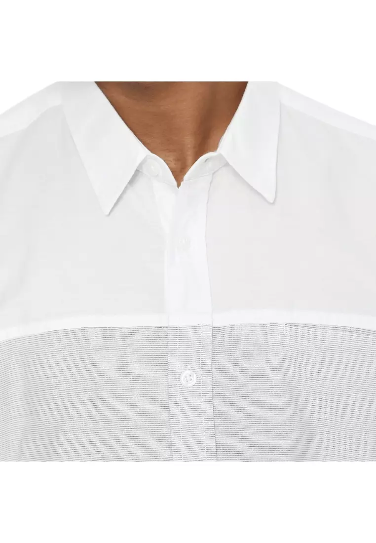 RBJ Kemeja Salur Kombi Putih Regular Fit Pria