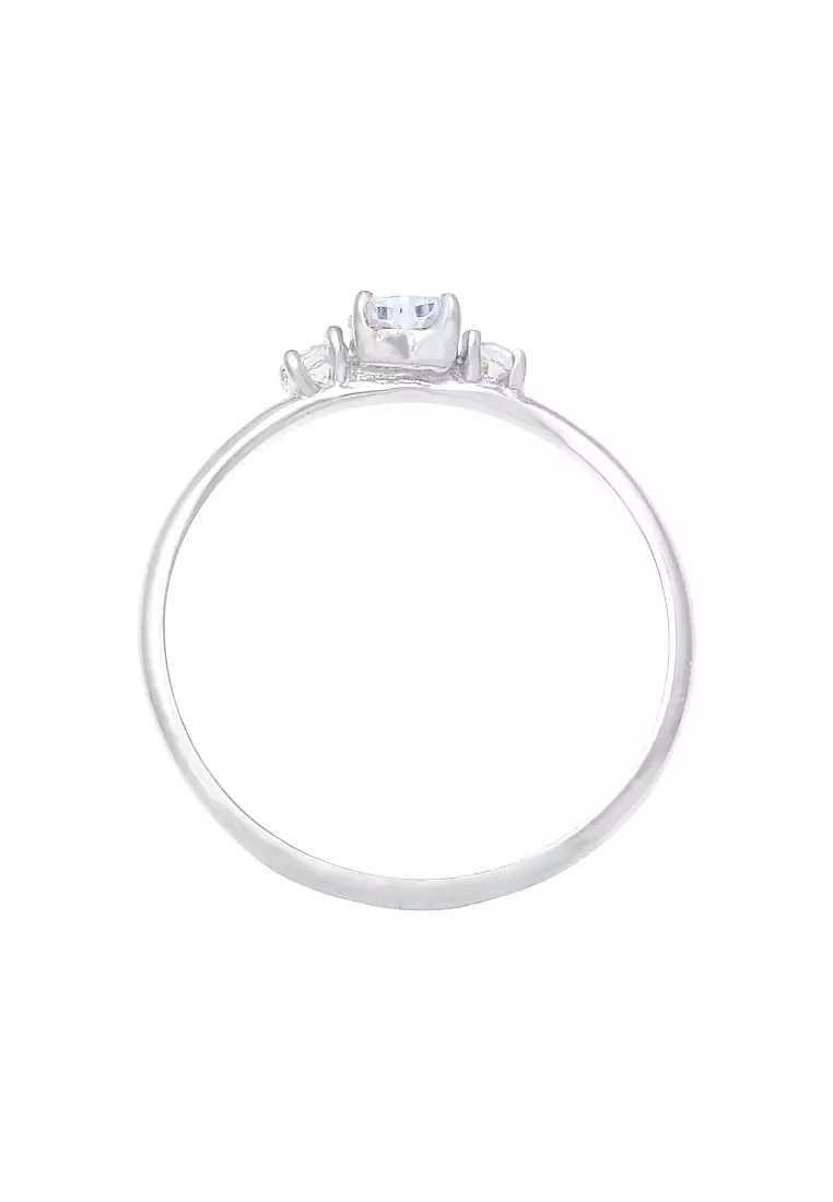 Cincin Perhiasan Perak 925 Wanita Engagement Ring Heart Zirconia Crystal