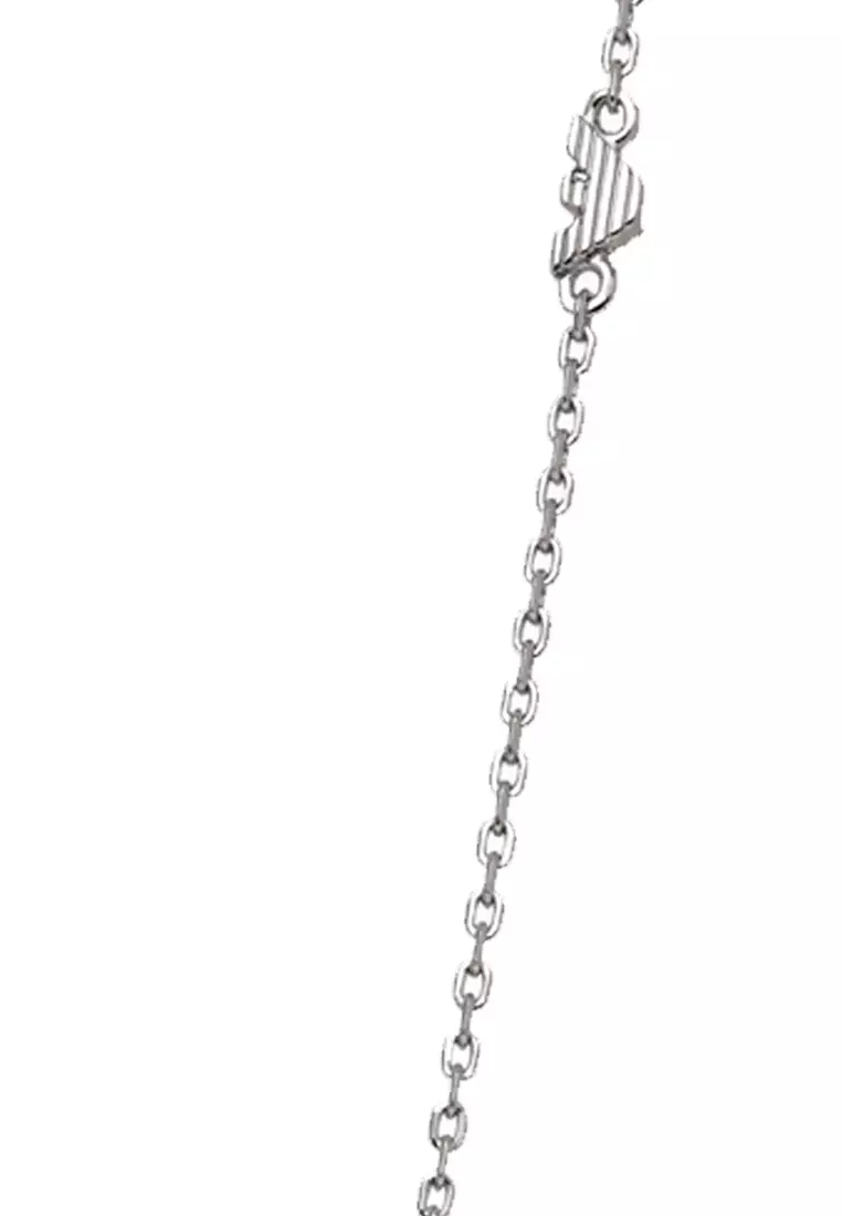 Woman's Night Sky Blue Star Moon Series In Silver Fine Chain Necklace EG3600040