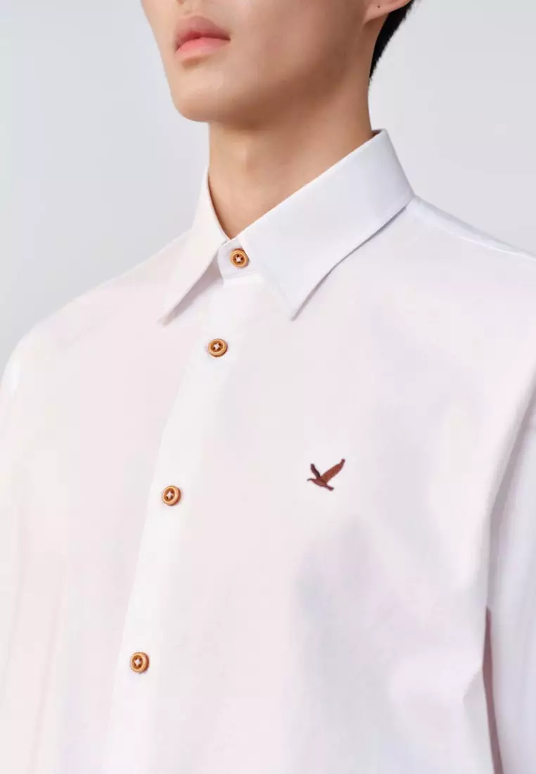 G2000 Wrinkle Free Cotton Oxford Relax Fit Long Sleeve Casual Shirt With Logo