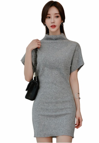 Crystal Korea Fashion grey Korean slim elegant lady dating dress 494DDAA63BFDEAGS_1