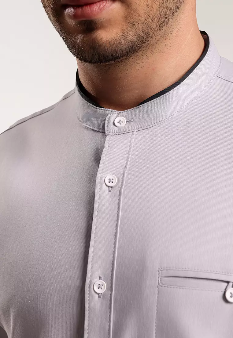 MOC - Kemeja Shanghai Lengan Pendek Pria Aldian - Grey