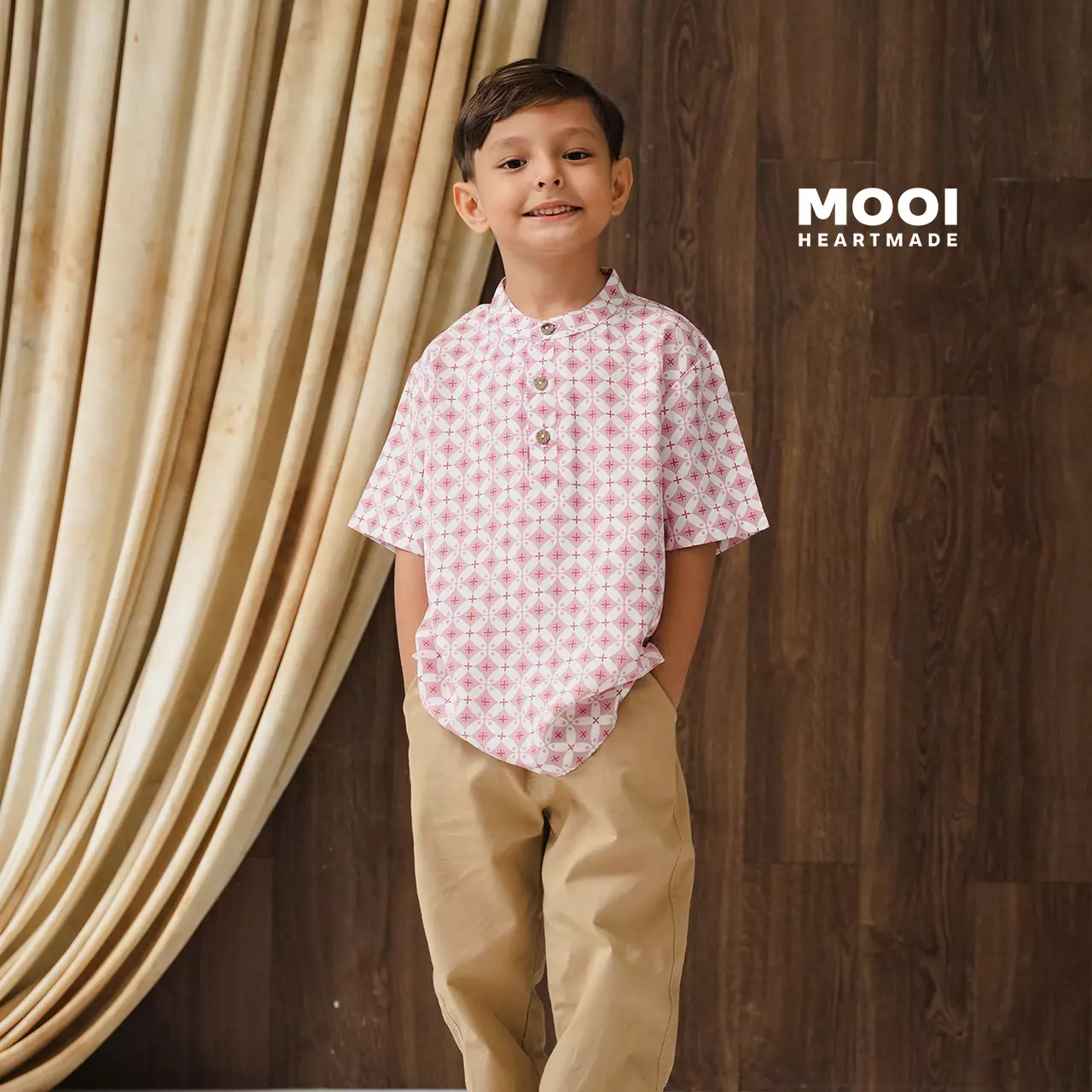 Mooi Atasan Batik Kemeja Anak Laki-Laki Kanaka Batik Shirt - Spring Green