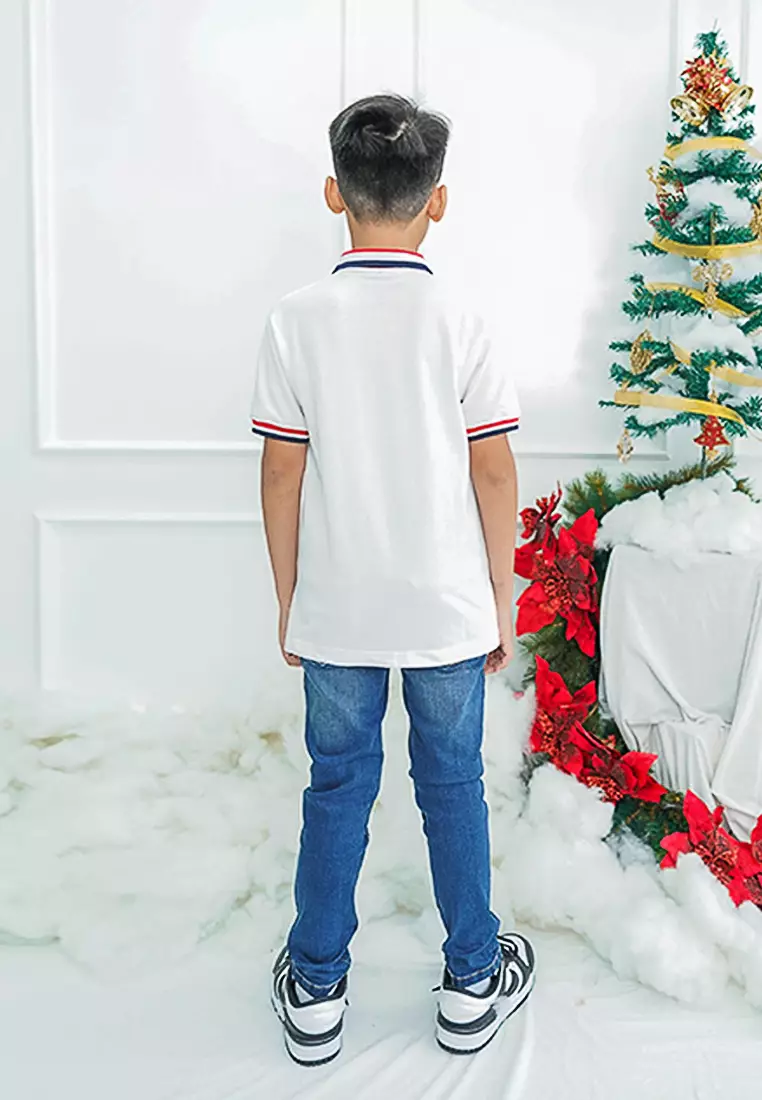 Polo Shirt/ Kaos Anak Laki/ Rodeo Junior White Stripe Collar