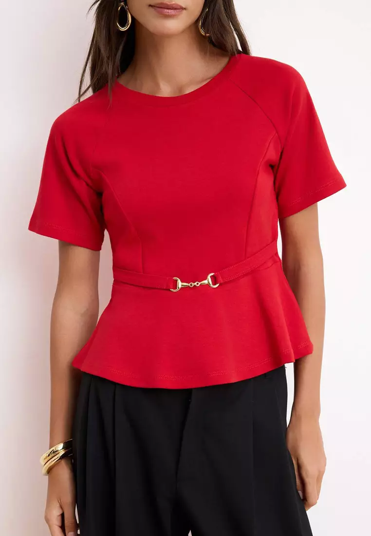 Peplum Raglan Sleeve Blouse