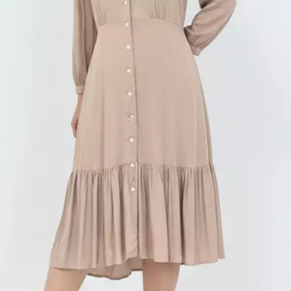 Midi Dress Cotton Sakira - Office Wear COKLAT