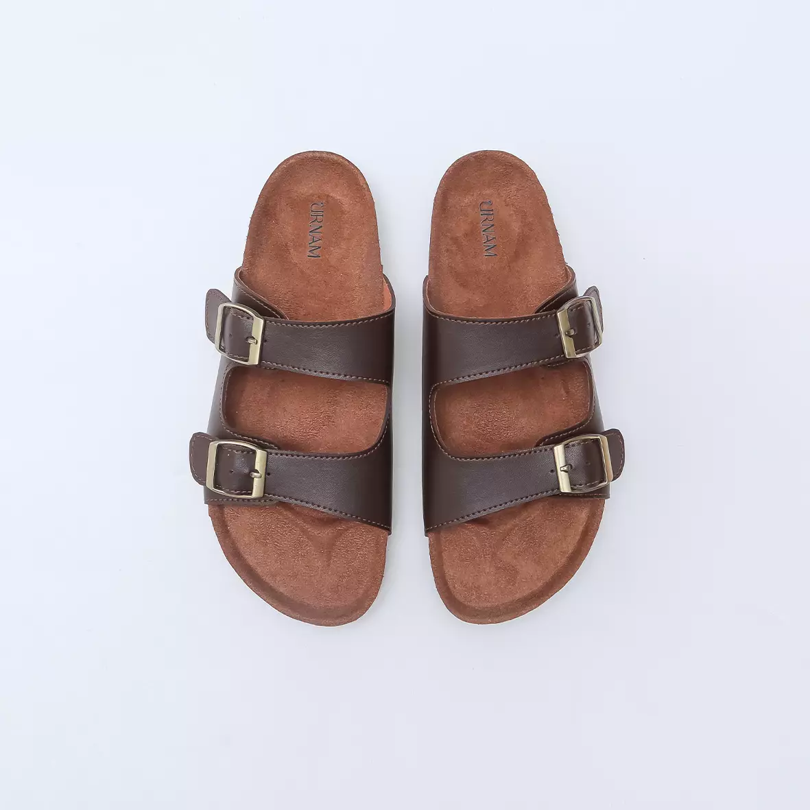 Urnam Sendal Wanita Marhadi Double Strap Casual Comfort Footbed - Brown Warna Urnam Opera Brown