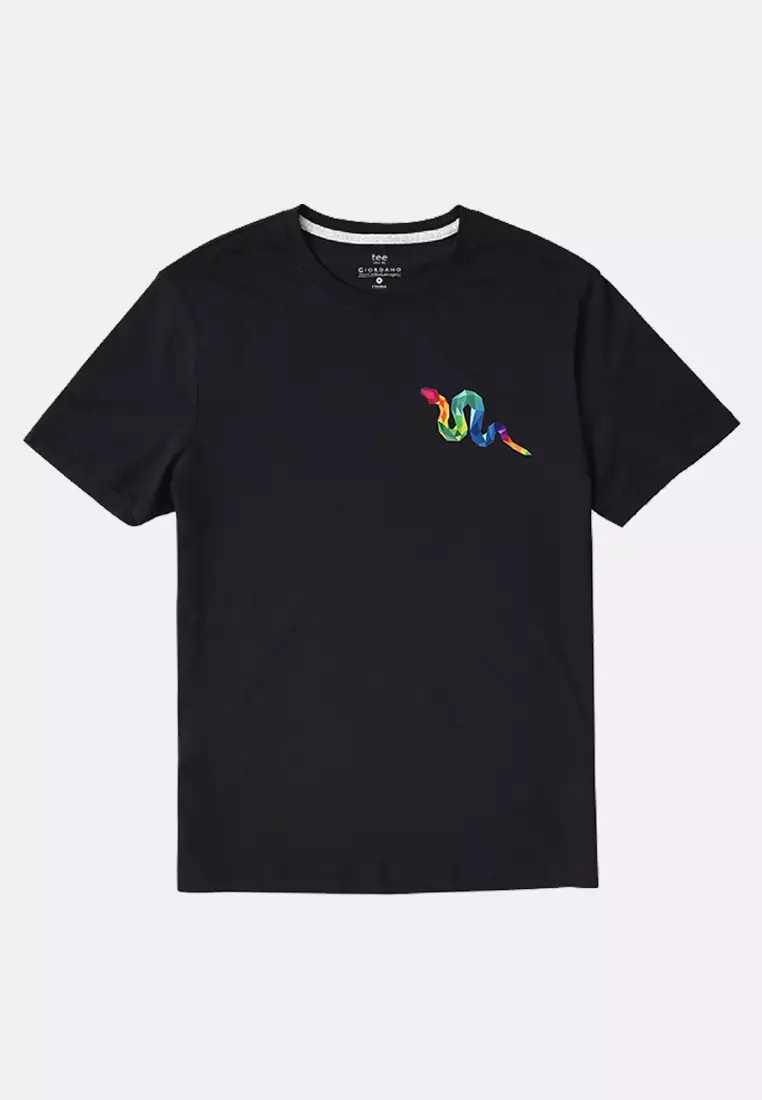 [Print-To-Order] Giordano 12 Chinese Zodiac Signs Print Tee Collection: Snake (Black/Small Print)