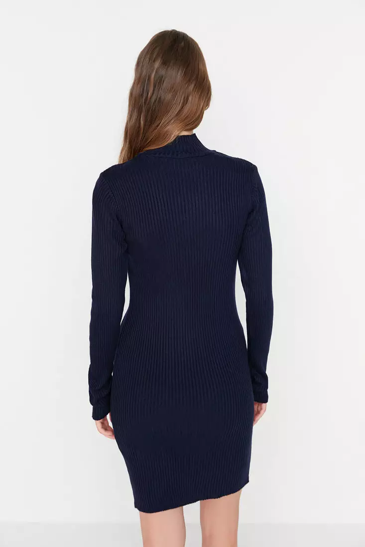 Mock Neck Knit Dress SHN0016