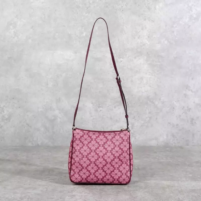 Tas KATE SPADE JACQUARD MONOGRAM MAROON SHOULDER BAG 100% ORIGINAL