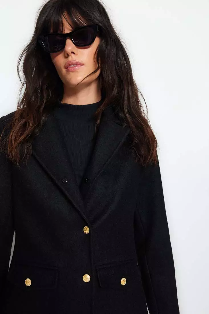 Faux Fur Collar Detail Coat