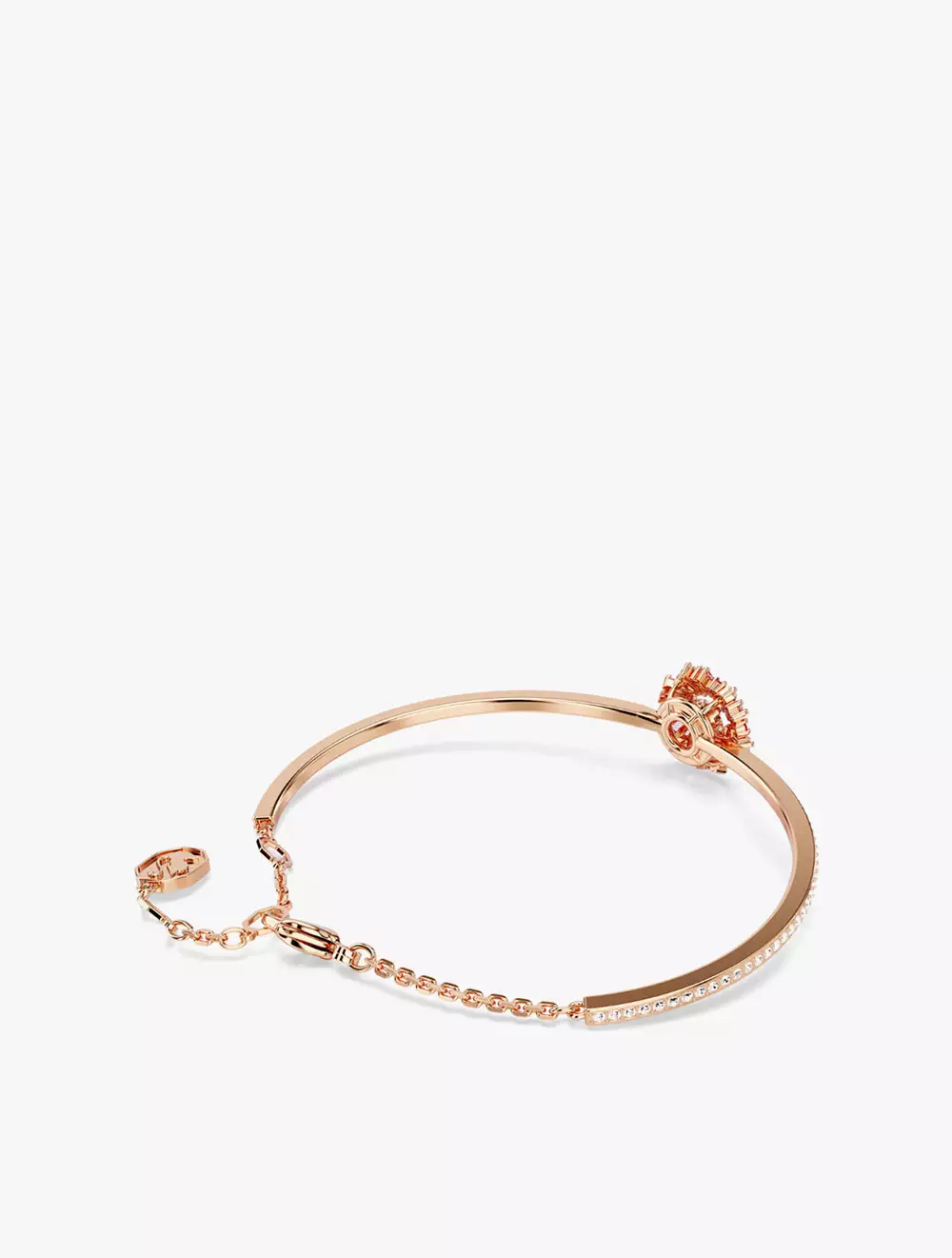 Idyllia Bangle, Mixed Cuts, Flower, Pink, Rose Gold-Tone Plated - M - Pink