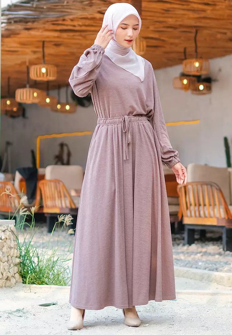 JV Hasanah Set Rok Baju Kurung Corduroy Millo | Setelan Rok Kaos Jumbo Millo