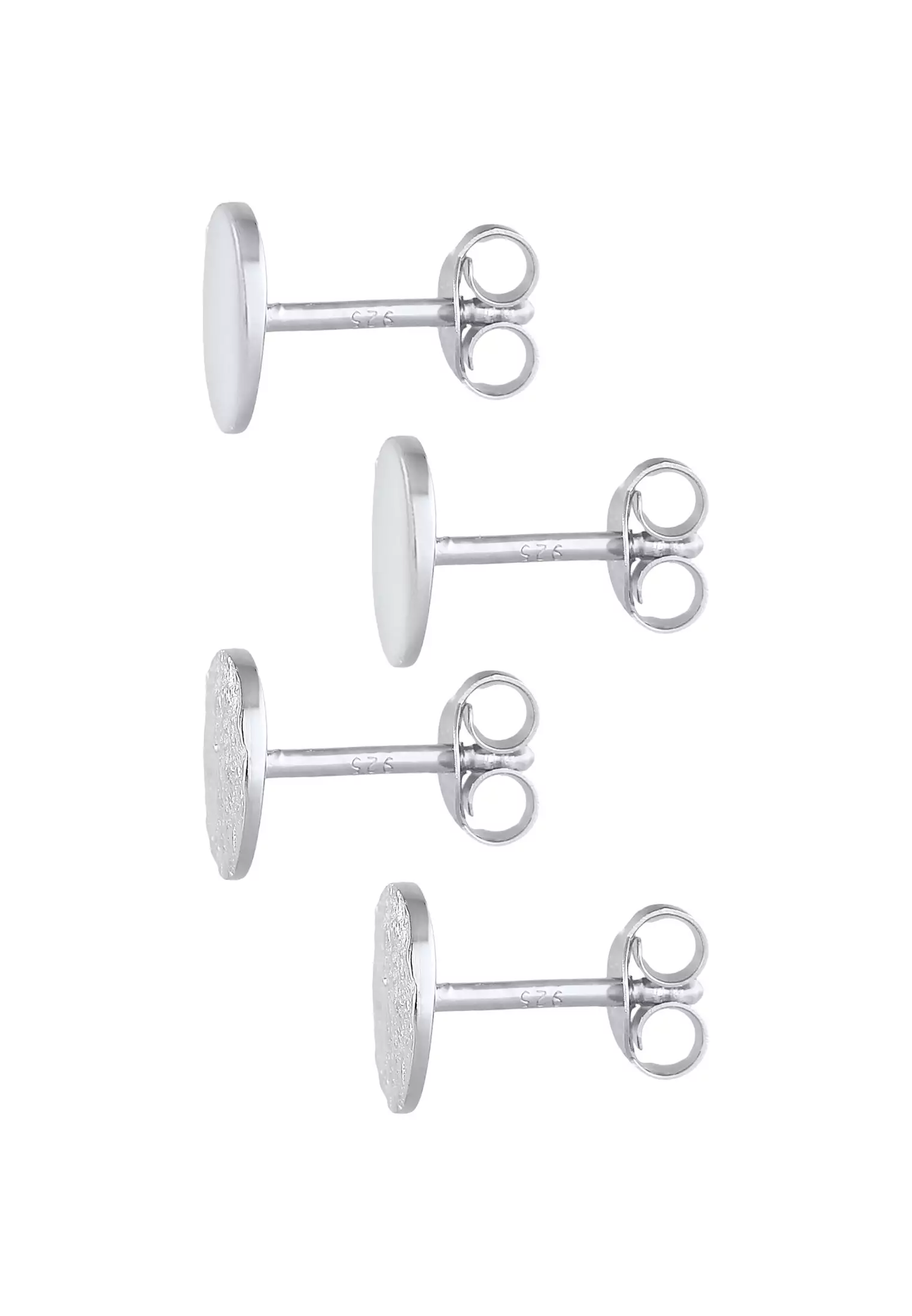 Earrings Stud Set Of 2 Matt Shiny Round Classic