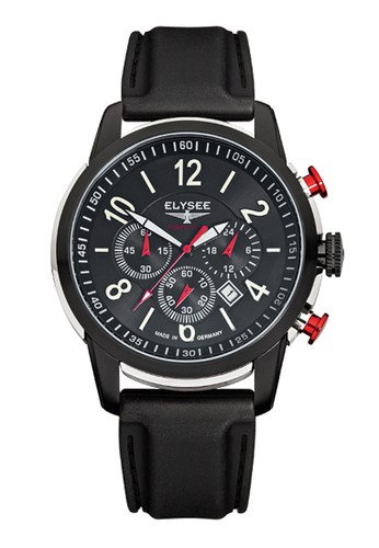 Elysee Male Watches The Race I Jam Tangan Pria - Hitam - Strap Silicon Strap - 80524S
