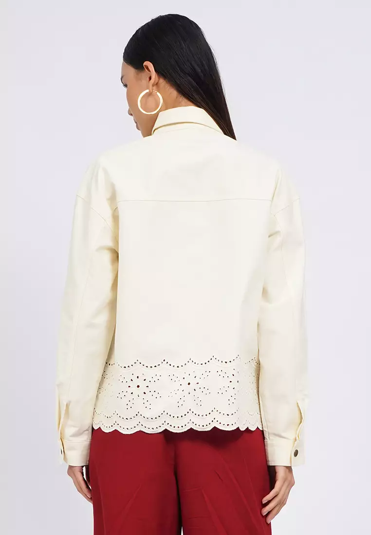Eyelet Long Sleeve Jacket ECRU