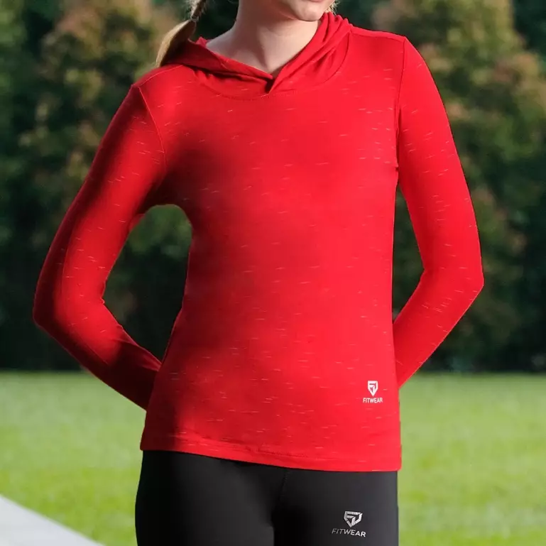 Fitwear - Kaos Olahraga Wanita ATALIA BASIC HOODIE LS - RED
