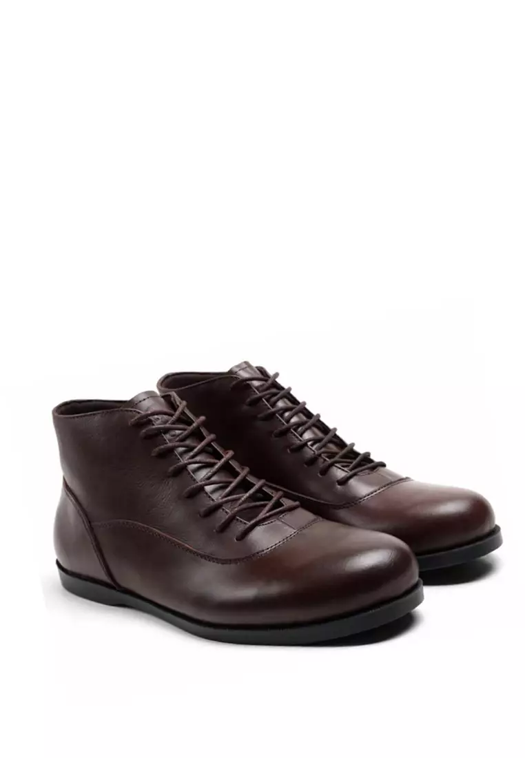 Country Boots Sync Brown Sepatu Casual Pria Leather