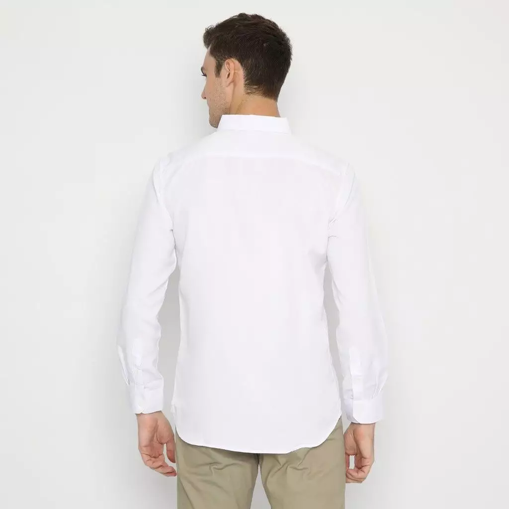 Platini Kemeja Pria Polos Lengan Panjang Putih Polinosic 66014