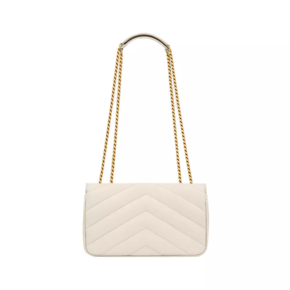 Loulou Small Matelasse Lambskin Shoulder Bag Blanc Vintage