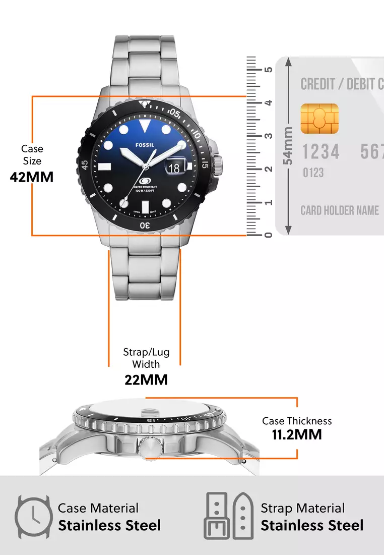 Buy Fossil Fossil Blue Dive Watch FS6038 2024 Online | ZALORA Singapore