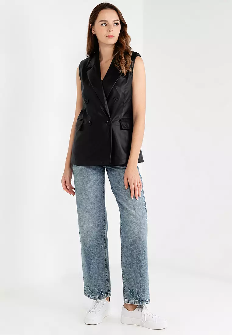 Faux leather waistcoat online
