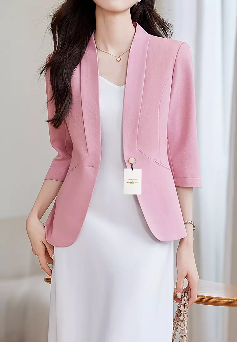 Pink Collarless Jacket Chanel Pink Fantasy Tweed Collarless