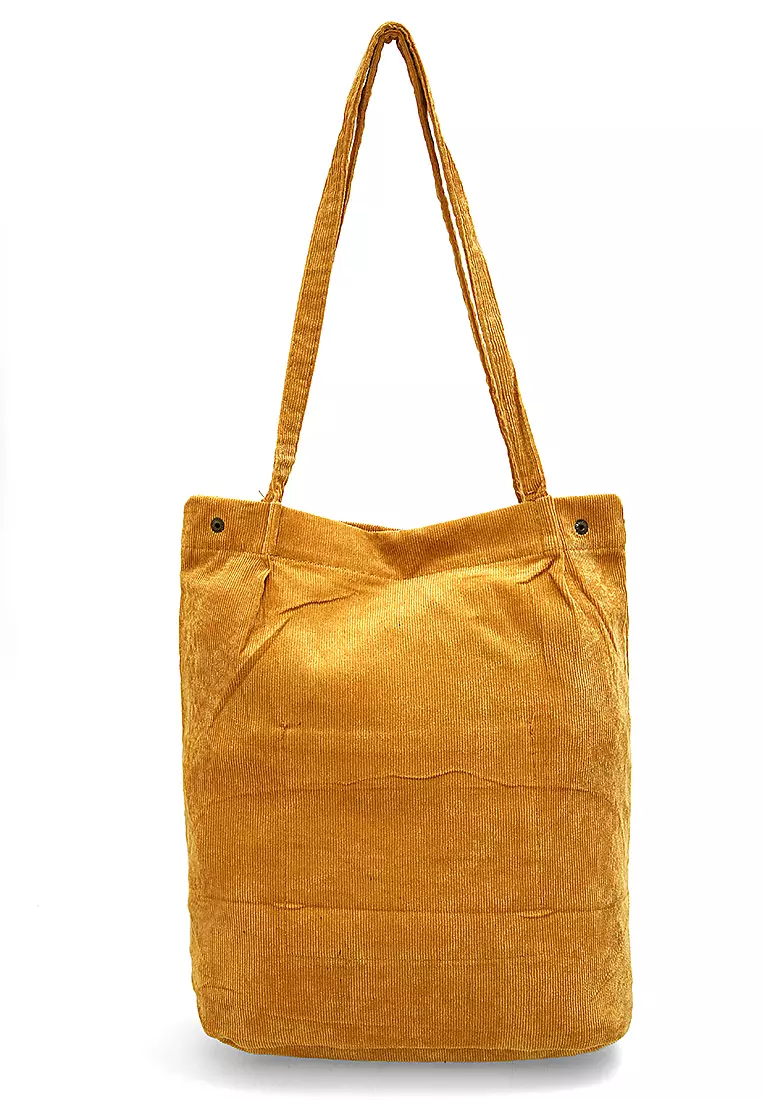 Millane Totebag Wanita Polos Kasual Large Storage Material Soft Corduroy ORIGINAL - Yellow