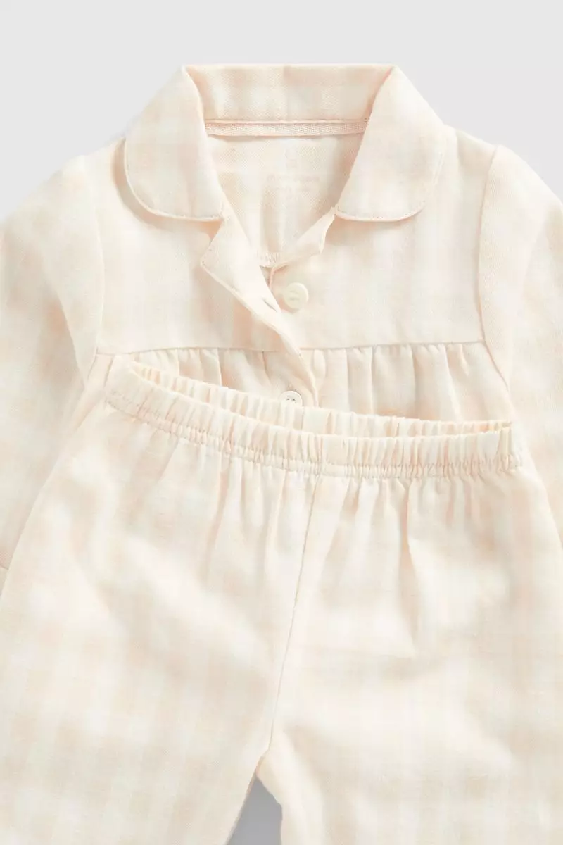 Mothercare Pink Check Woven Baby Pyjamas Piyama Bayi Perempuan (Putih)