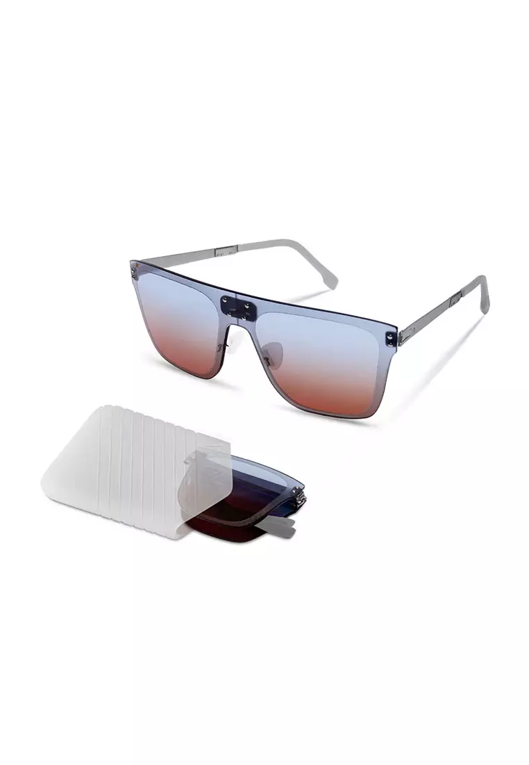 超輕極薄‧摺疊式太陽眼鏡 ROAV WIND O002 Brush Silver/ Blue Gradient Orange 11.32