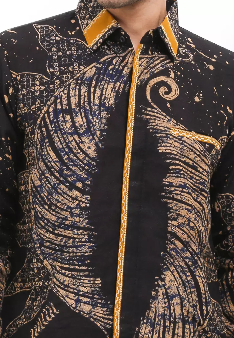 BATIK TALENTA EXCLUSIVE Lengan PANJNG DOBBY SMOCK KATUN HALUS BLACK PAKISH