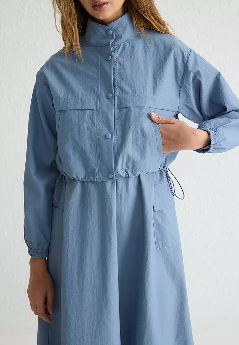 Blue Parachute Fabric Dress Jacket Set TCTAW25US00098