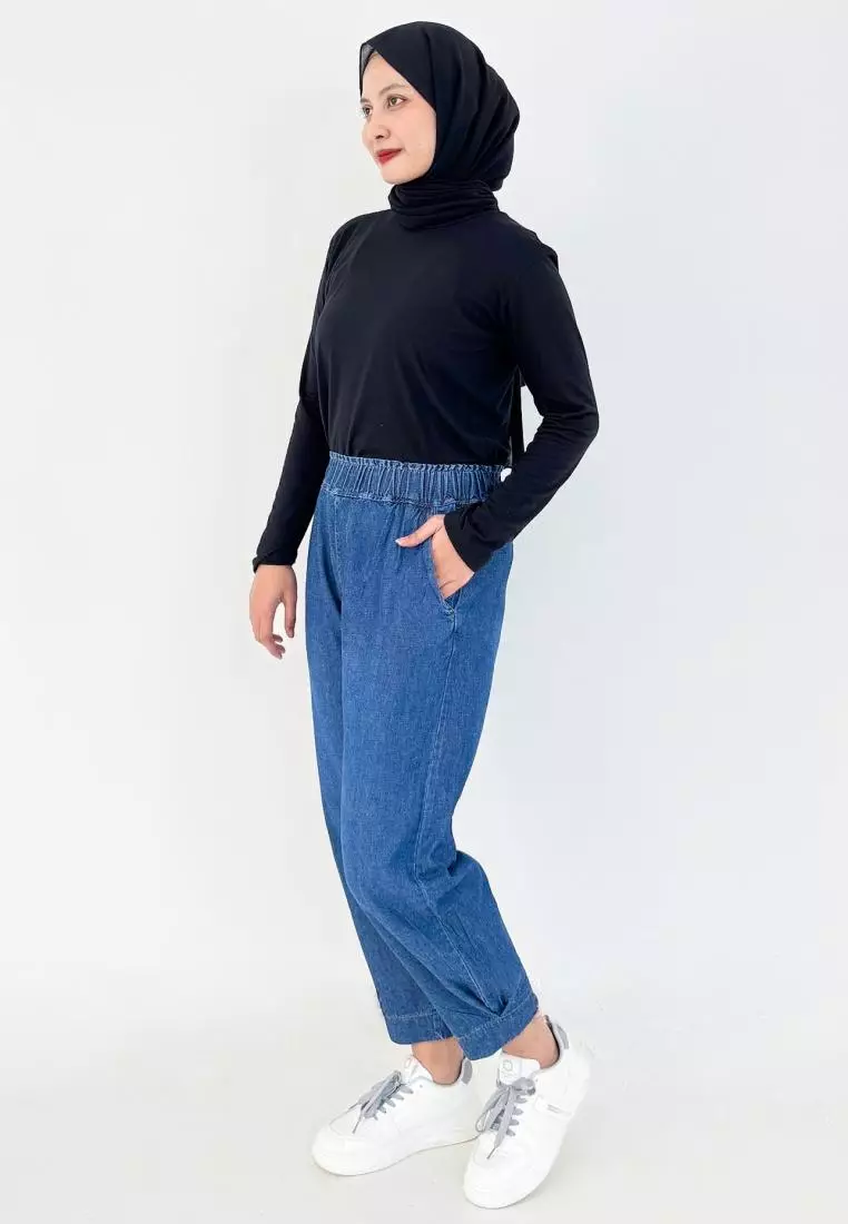 Zia Baggy Pants (Celana Panjang Denim) Dark Blue