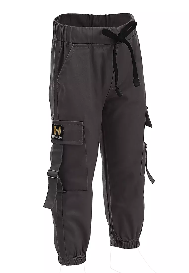 Yocelyn Celana Jogger Anak Perempuan Variasi Saku Kids Long Pants Plian Motive Material Cotton ORIGINAL - Dark Gray