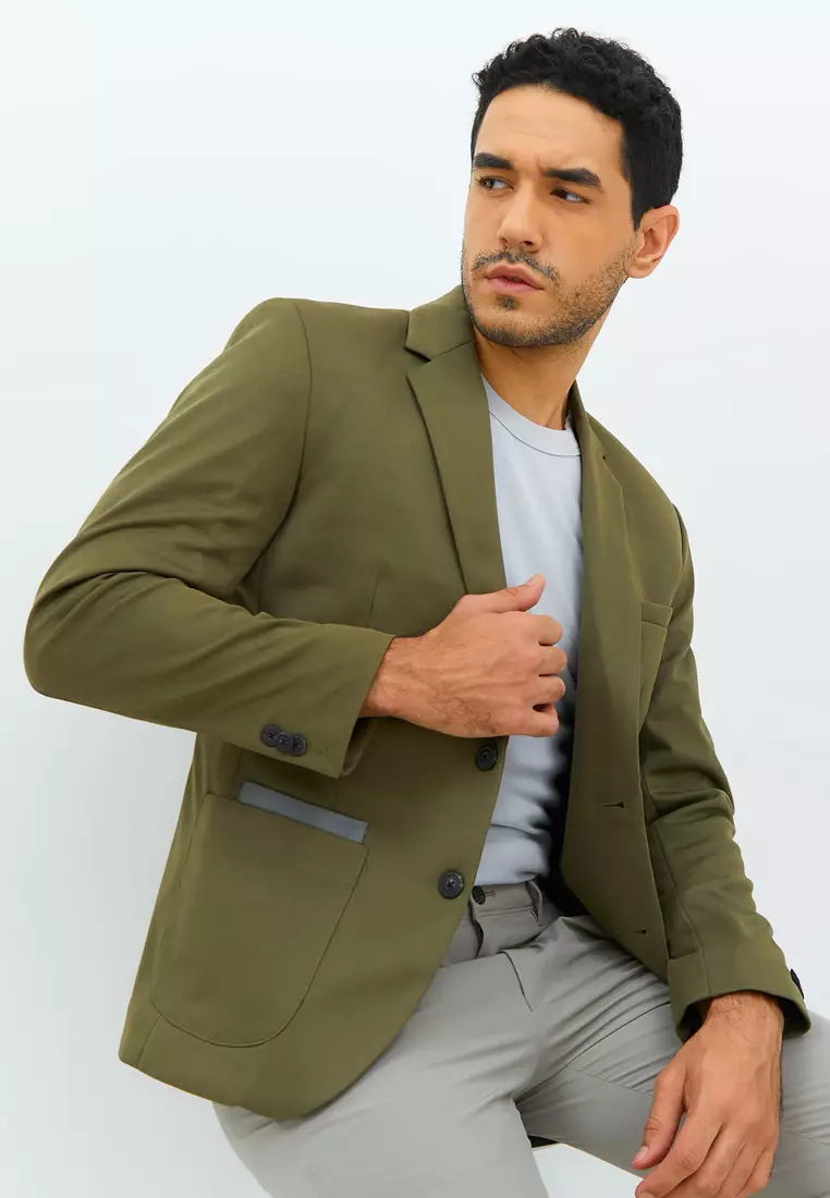 Jobb Julio-T2 Blazer Pria Slim Fit Olive